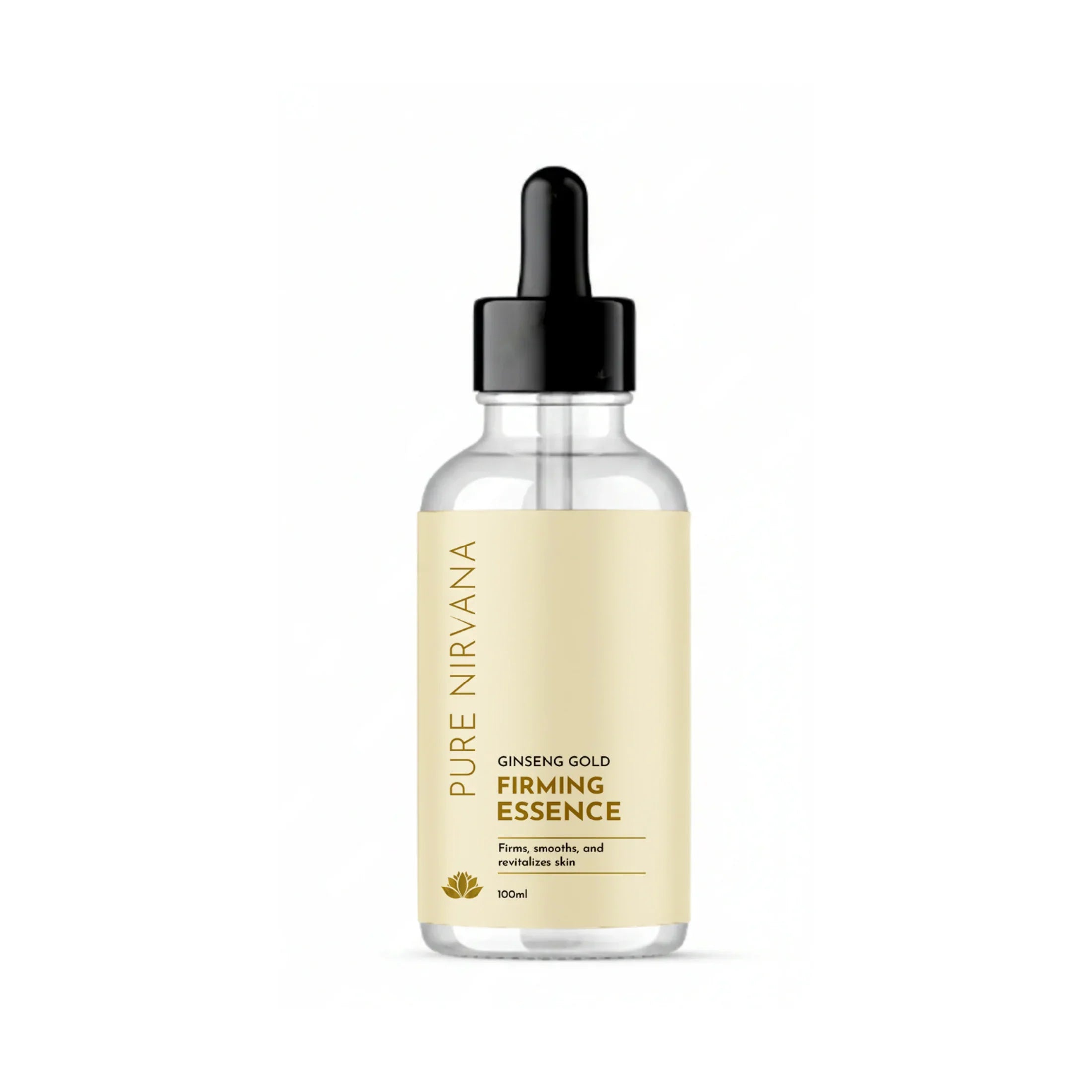 Ginseng Gold Firming Essence serum bottle with dropper for skincare and wellness