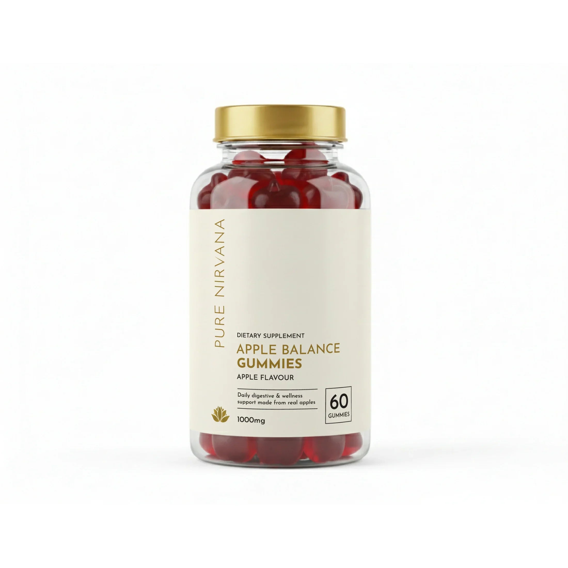 Apple Balance Gummies dietary supplement bottle, 60 apple-flavored wellness gummies