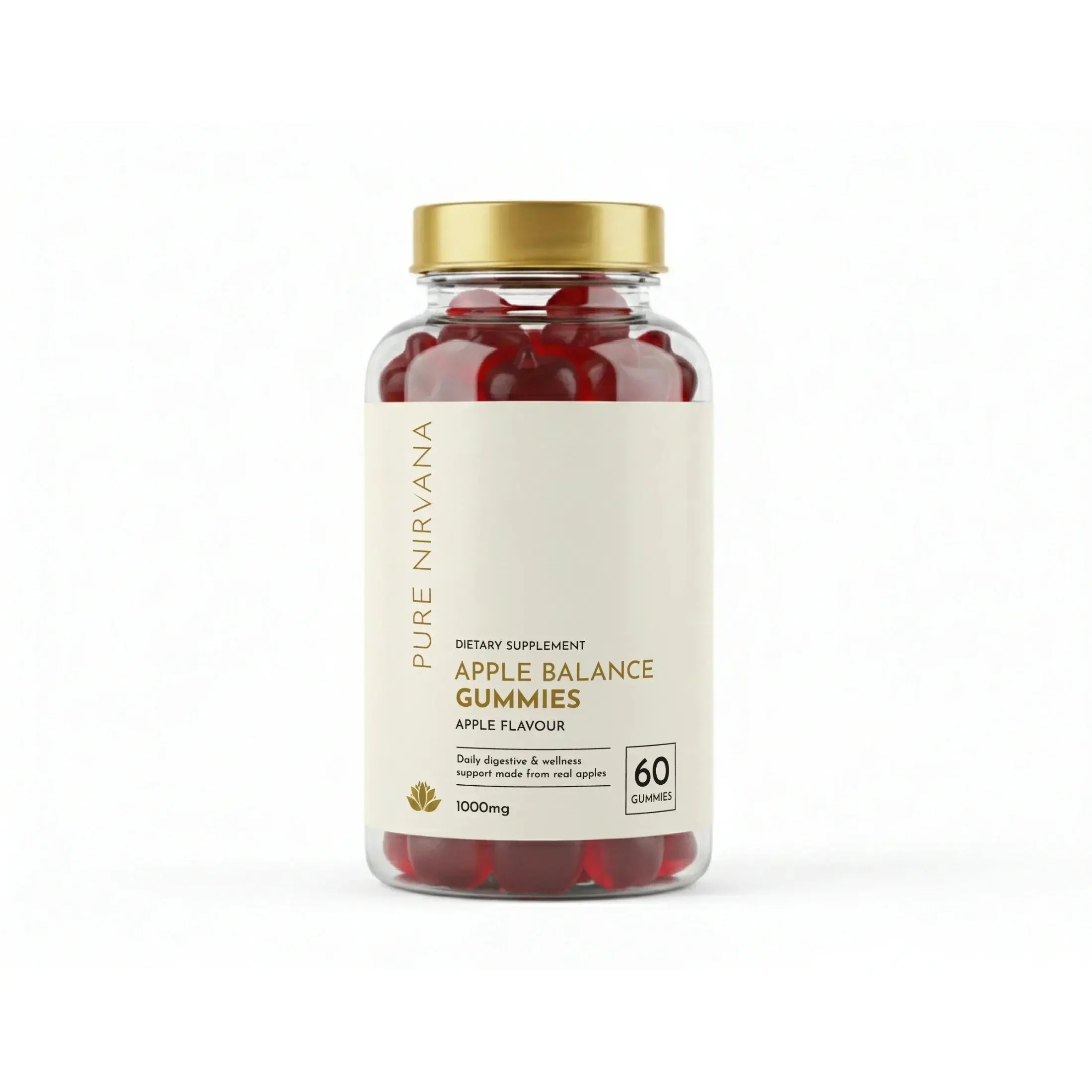 Apple Balance Gummies dietary supplement bottle, 60 apple-flavored wellness gummies