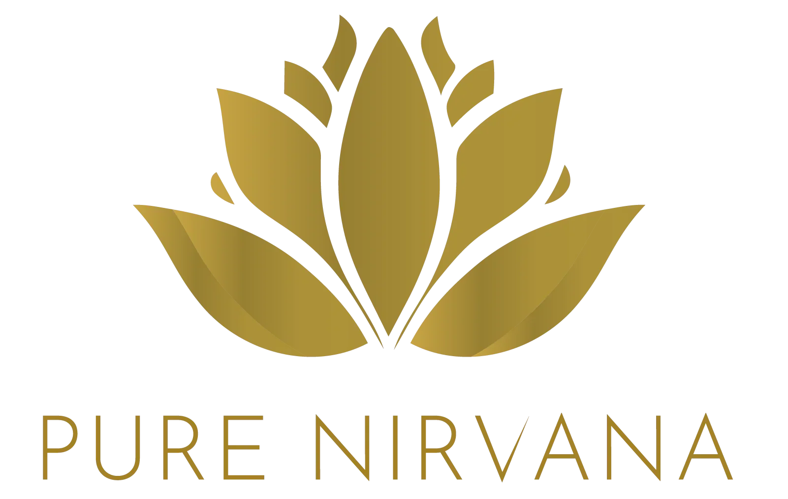 Gold lotus flower logo with bold text, symbolizing premium skincare and wellness.